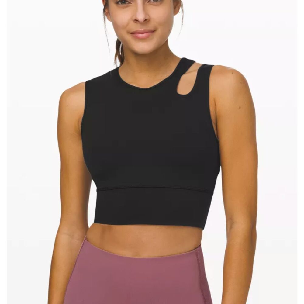 Lululemon Mastered Motion Cropped Tank Black Medium Support Size 8 Activewear